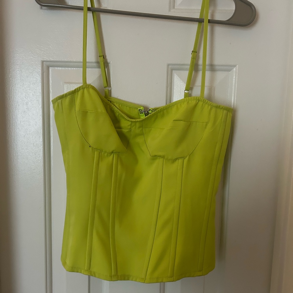 Green Corset top with boning structure